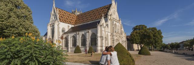 Vue sur la Monastère Royal de Brou à Bourg-en-Bresse. Bâti dès le début du XVIème siècle, il est un témoin de l'art gothique flamboyant flamand. © Pierre Jayat Lt