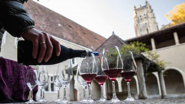 Tourisme dans le vignoble du Revermont : dégustation sur le site de l'église de Brou